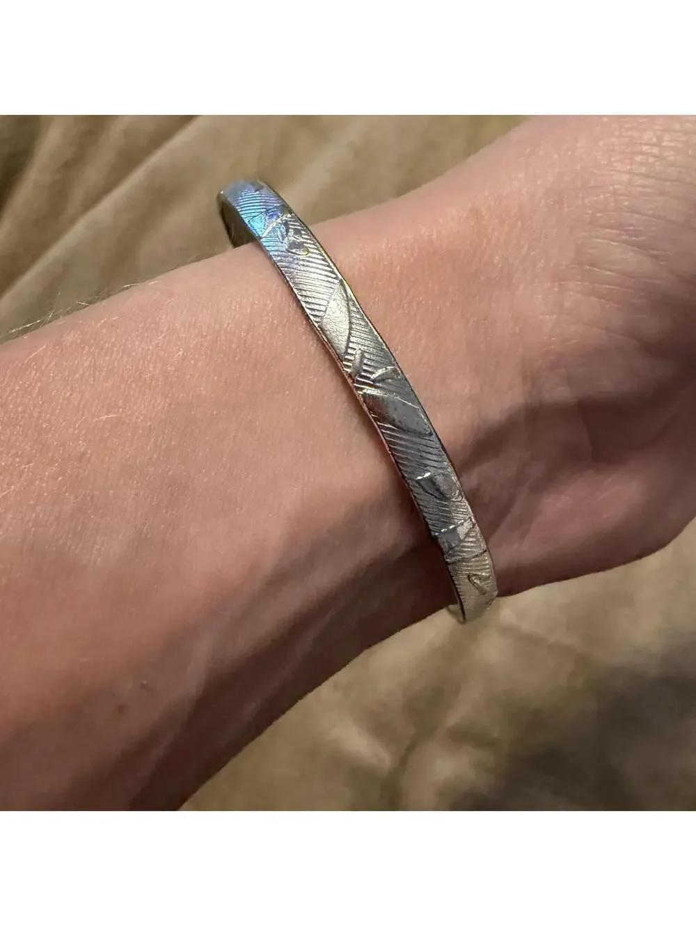 Vintage Silver Engraved Bangle Bracelet